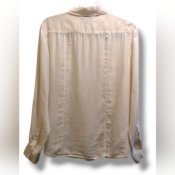 PURE Collection Cream Button Down Shirt Long Sleeve 100% Silk- US 14/16 - Picture 2 of 11